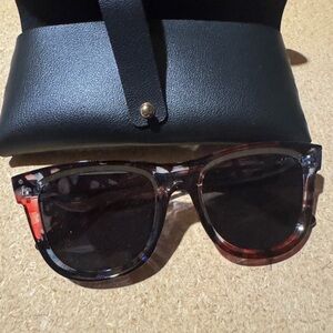 Stylish Black and Brown Sunglasses with Case